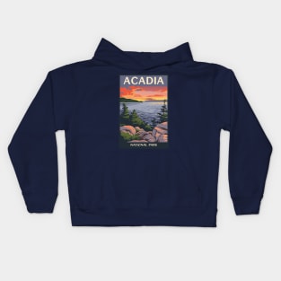 Acadia National Park Travel Poster Kids Hoodie